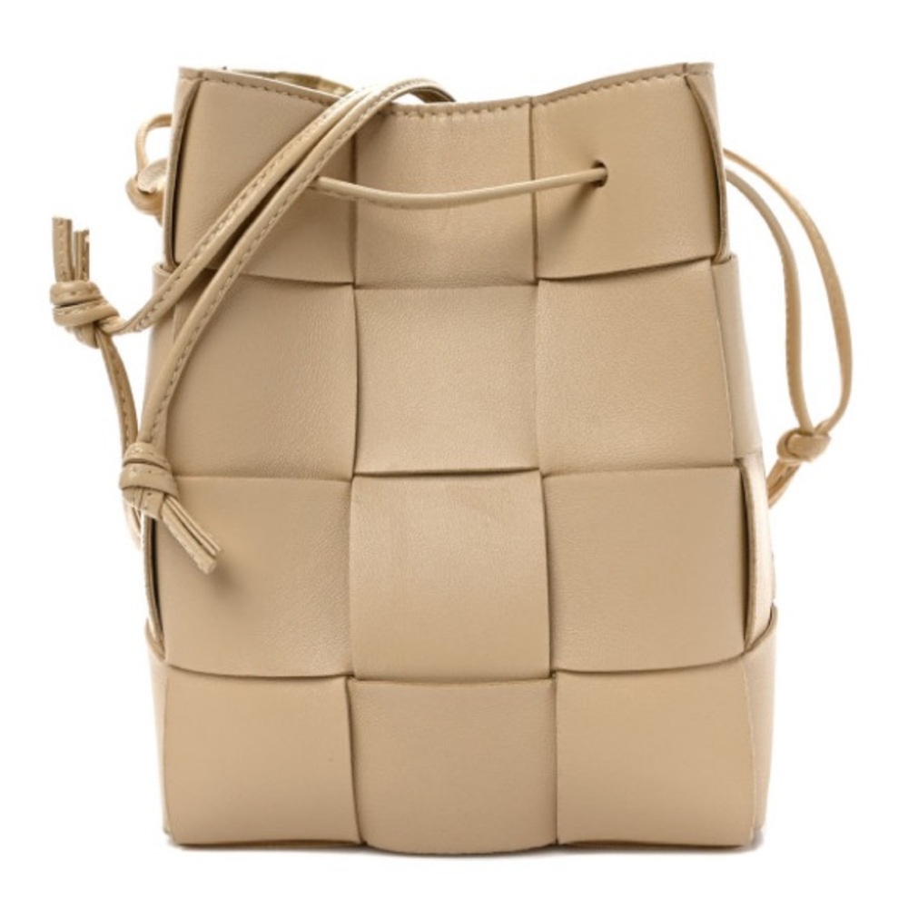 Bottega Veneta Mini Pouch Shoulder Bag in Beige Intrecciato Nappa